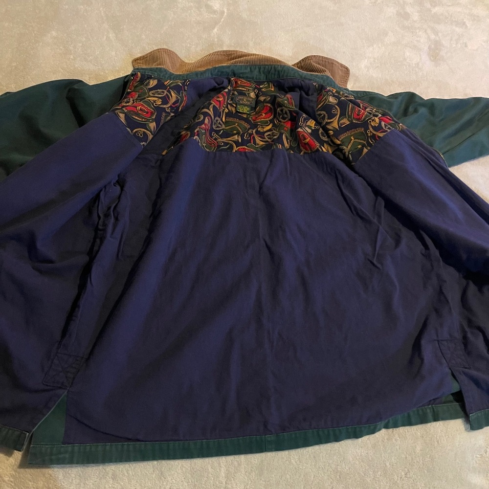 Vintage Charter Club Jacket Women Large Green Jane Justin Barn Corduroy Collar - Picture 6 of 11